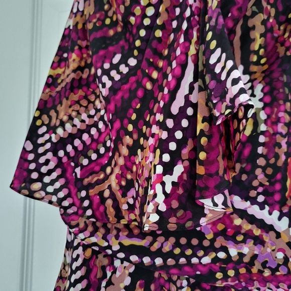 BCBGMAXAZRIA Azalea Dress Tiered Ruffle Silk Ombre Polka Dot Cocktail - Picture 8 of 9